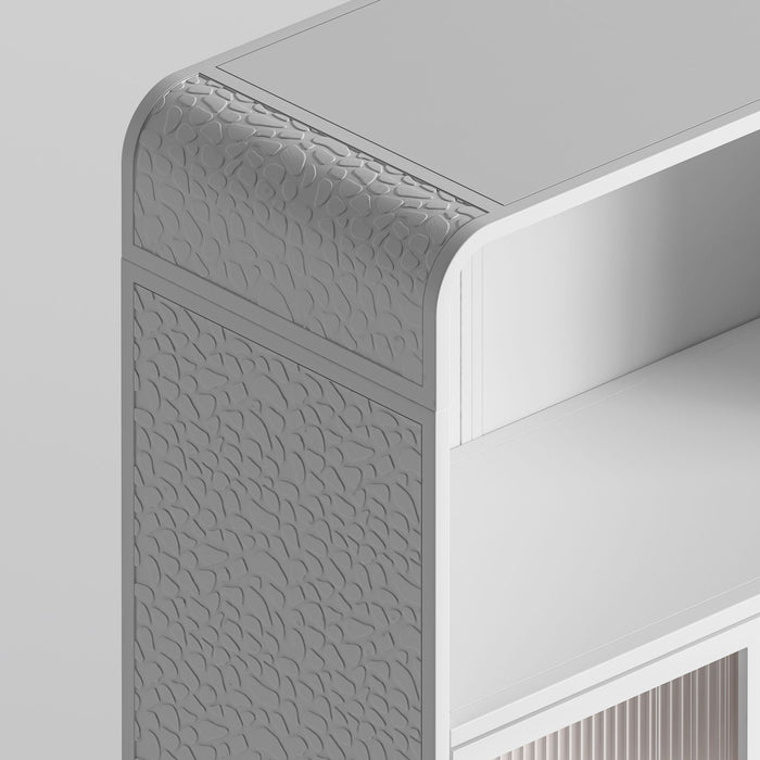 Storage Cabinet With Shelves And Glass Door, Freestanding Organizer For Bathroom - White