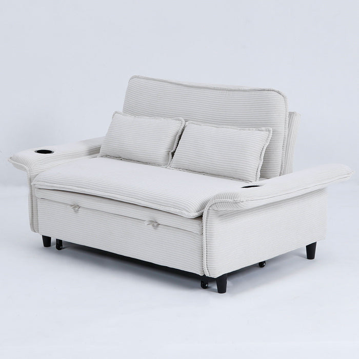 Modern Fabric Multi-Functional Sofa Bed With Adjustable Armrests And Backrests