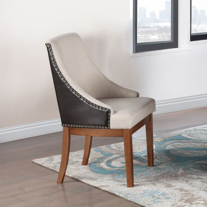 Gilsea - Fabric & Synthetic Leather Side Chair Set of 2) - Beige & Brown Finish