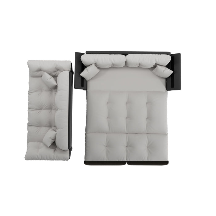 Queen Pull Out Sofa Bed, 3 In 1 Convertible Sleeper Tufted With 2 Soft Pillows