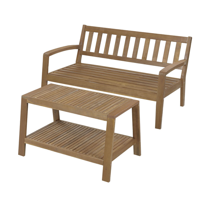 2 Piece Outdoor Conversation Set (Loveseat & Coffee Table With Water-Resistant Cushions)