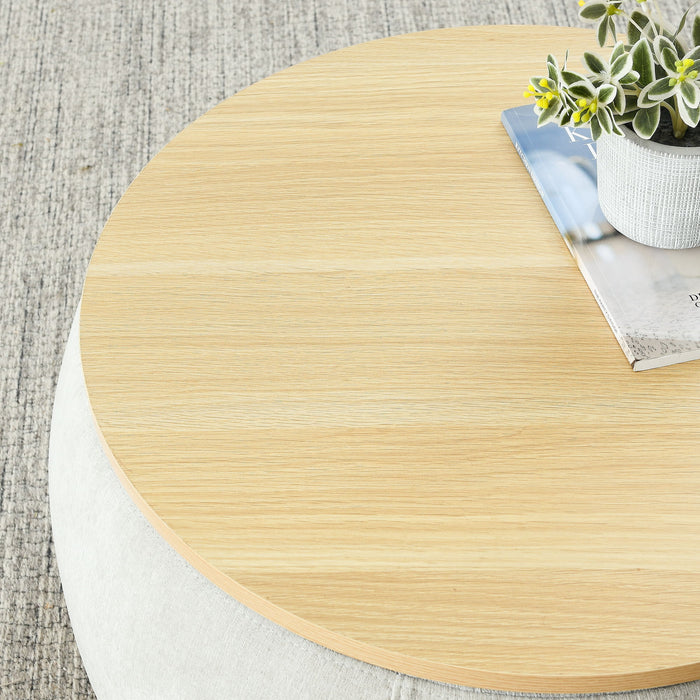 Round Storage Ottoman, 2 In 1 Function, End Table And Ottoman