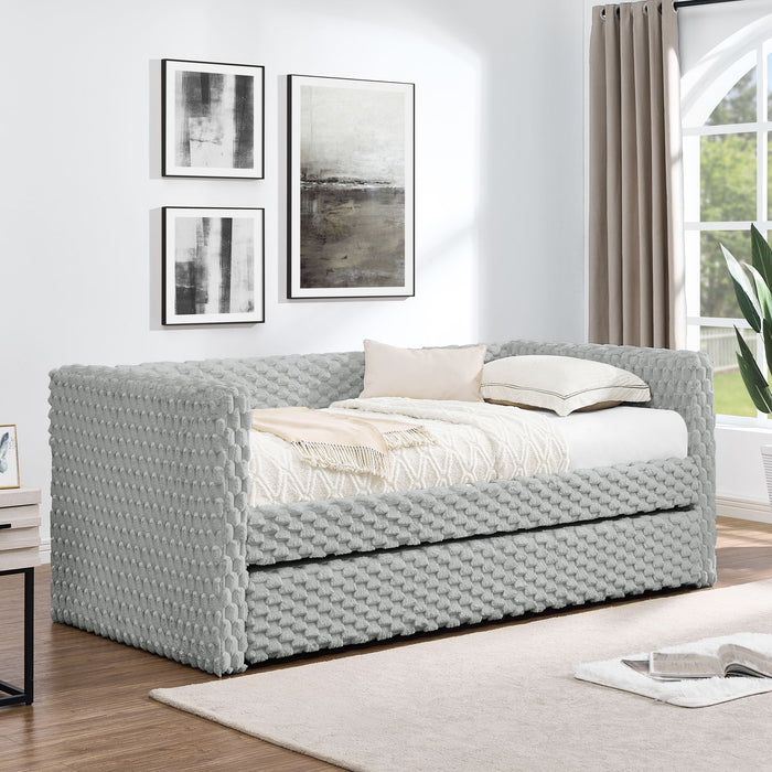 Modern Twin Size Daybed Upholstered Sofa Bed With Pull Out Feature - Dark Gray