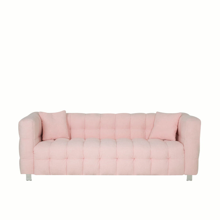 Pink Teddy Fleecesofa Discharge In Living Room Bedroom With Two Throw Pillows Hardware Foot Support