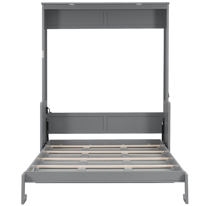 Murphy Bed With Desk, LED Lights & USB Charging Station