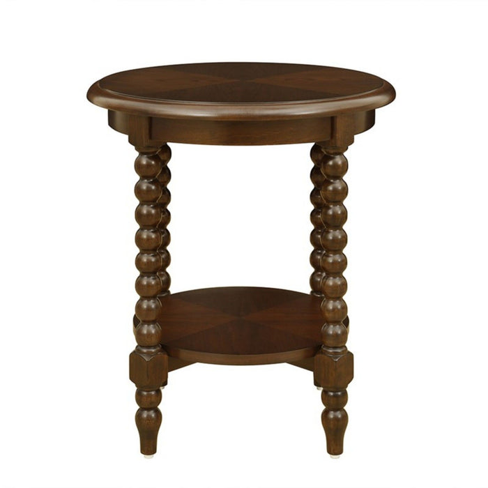 Philippe - Round End Table With Shelf - Brown