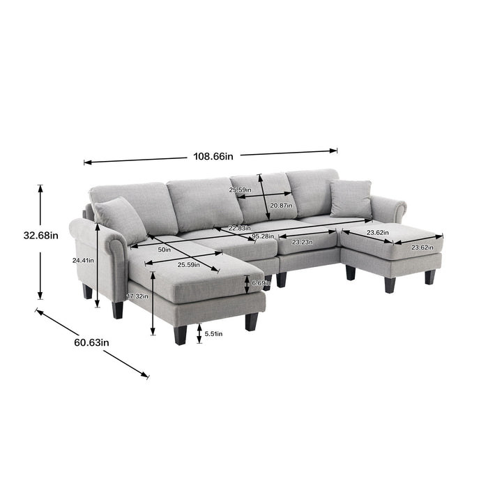 Coolmore Accent Sofa / Living Room Sofa Sectional Sofa - Fabric - Light Gray