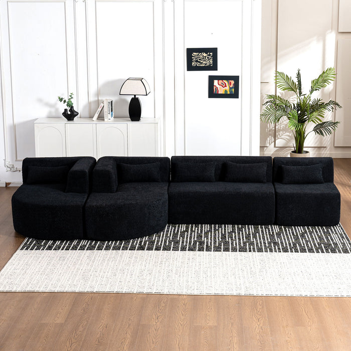 Upholstered Sofa Free Combined Sofa Couch With 2 Chaise Lounge And Five Back Pillows For Living Room