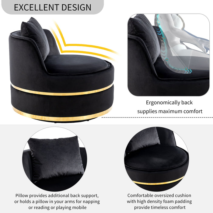 360 Degree Swivel Over Sized Upholstered Barrel Chair