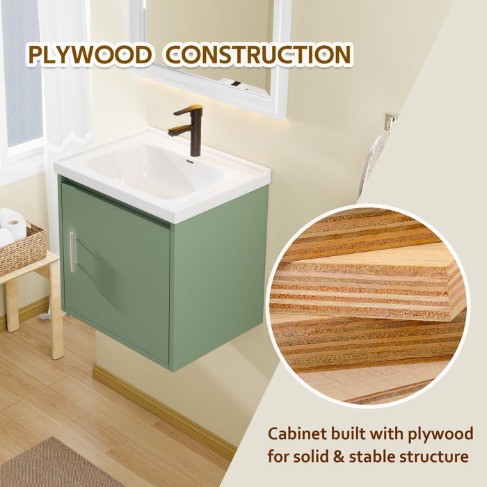 Floating Bathroom Vanity Combo, Wall Mounted Cabinet With Sink & Soft Close Doors For Small Bathrooms