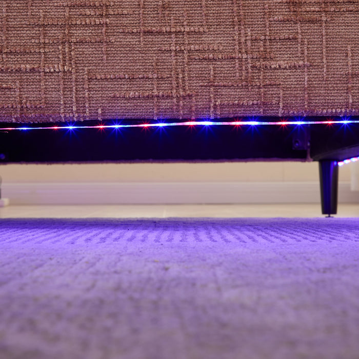 Chenille 2 Seater Sofa With LED Light, USB Charging Port, And Storage Bag