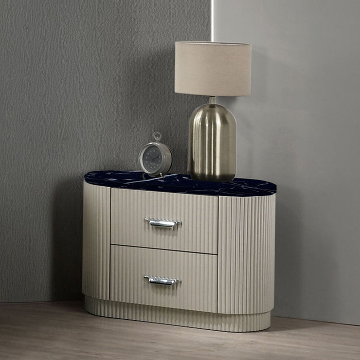 Travonte - Nightstand - Gray / Beige