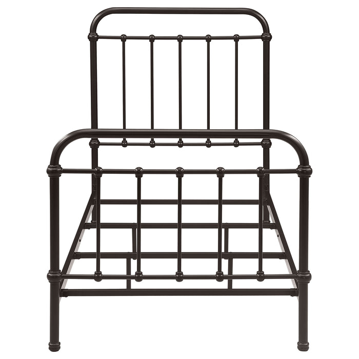 Twin Panel Bed With Ornate Design - Bronze