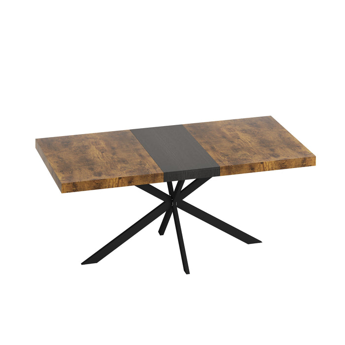 Retro Rectangular Stretch Dining Table With Embossed Center Plate