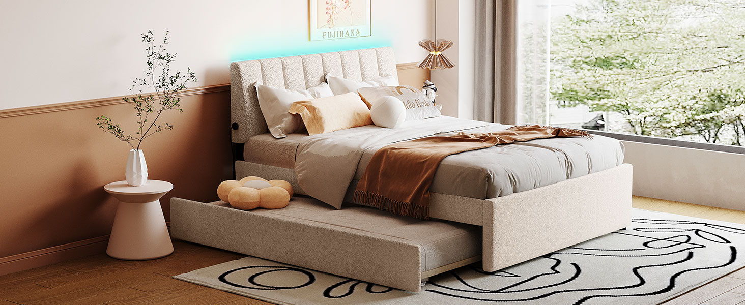 Upholstered Platform Bed With Trundle