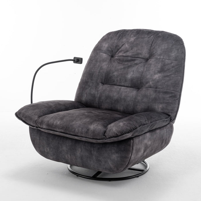 Modern Swivel Gliding Recliner Chair With Rocking Function And Phone Holder, Large Comfortable