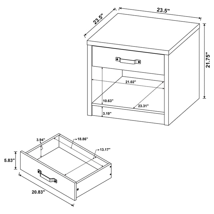 Nuberg - 1 Drawer Table - Gray
