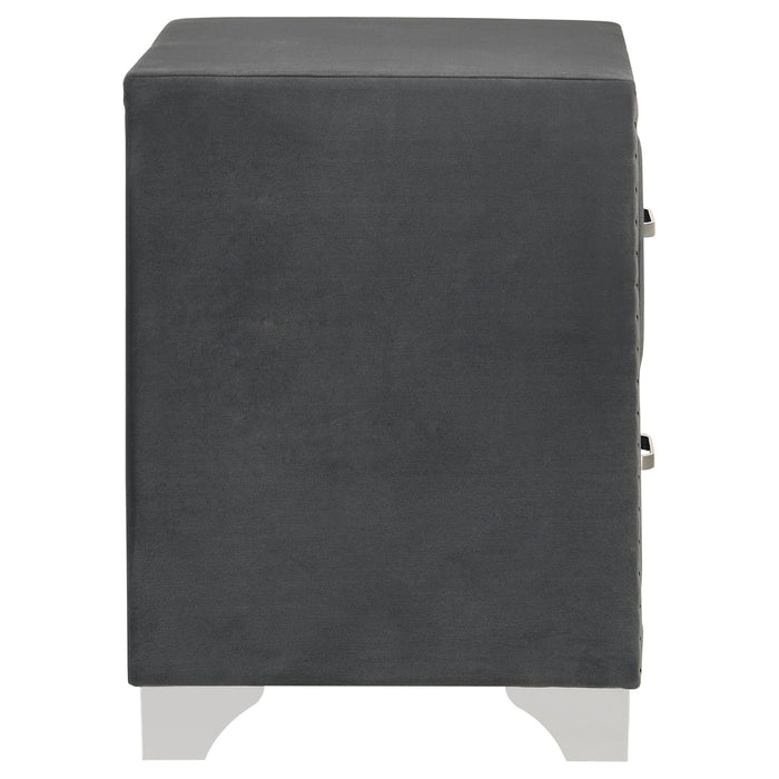 Upholstered 2 Drawer Nightstand With Accents