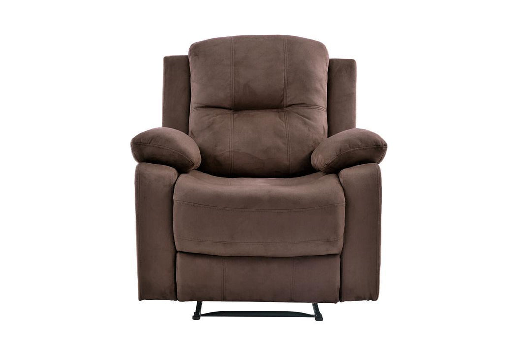 Elegant Modern Chocolate Color Microfiber Motion Recliner Chair Couch Manual Motion Plush Armrest Tufted Back Living Room Furniture