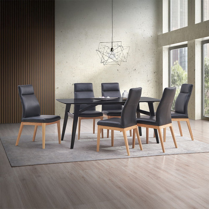 Raquan - Side Chair (Set of 2) - Black Leather & Walnut