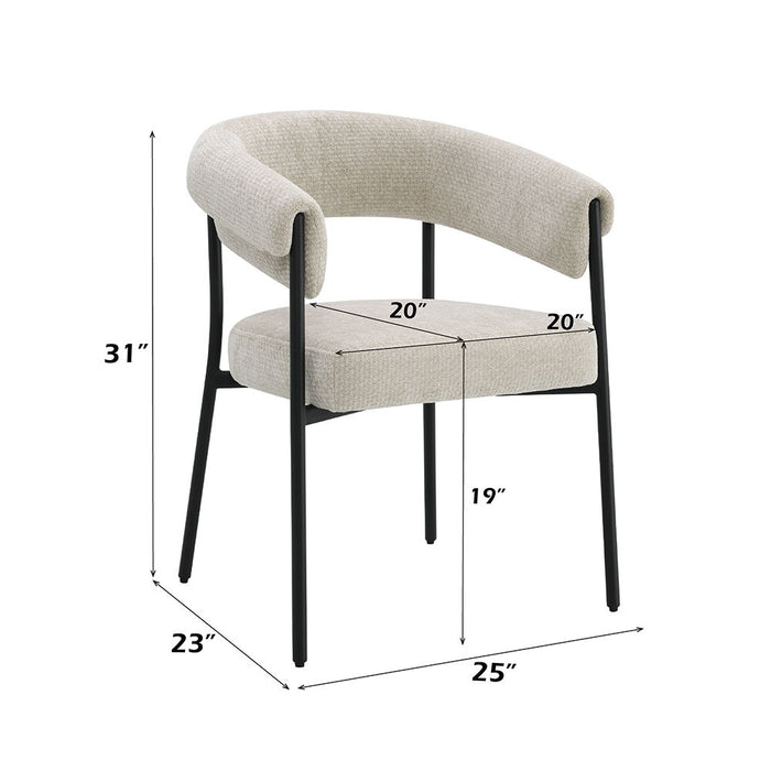 Jirina - Chenille Arm Chair (Set of 2) - Beige & Black