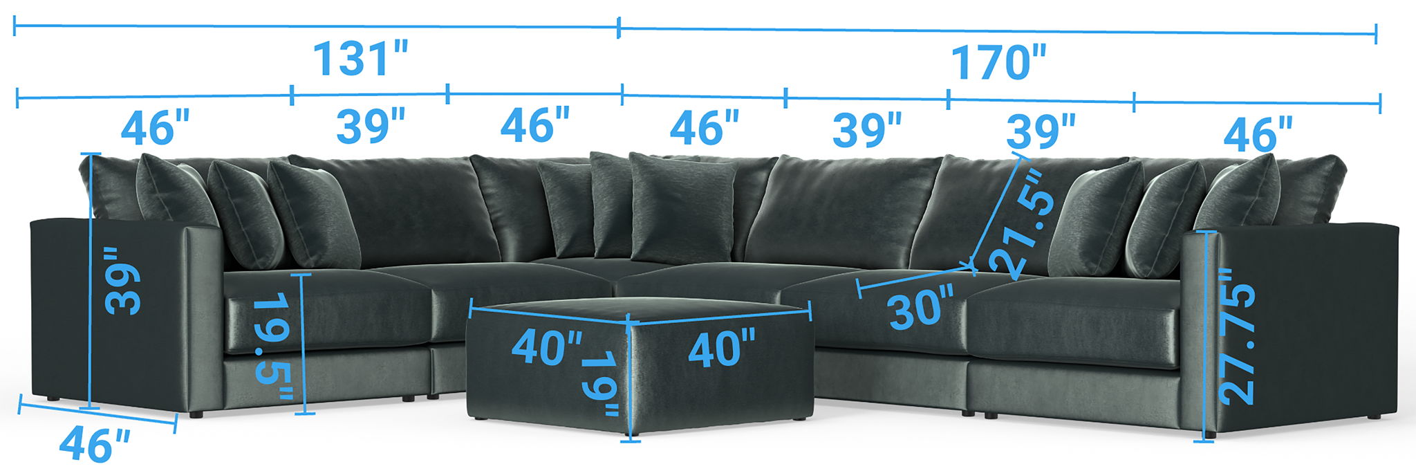 Remington - Modular Sofa And Cocktail Ottoman