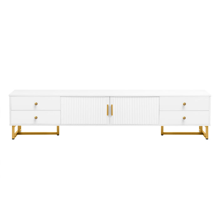 TV Media Console Table, TV Stand With Storage For Living Room - White