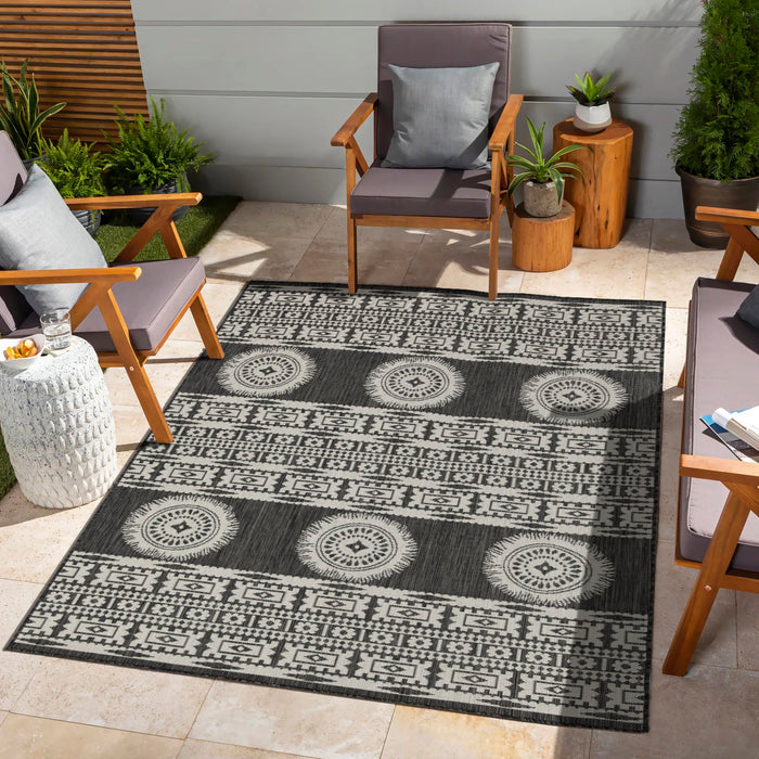 Sunshine - 5'3" X 7'3" Indoor, Outdoor Area Rug Polypropylene - Anthracite
