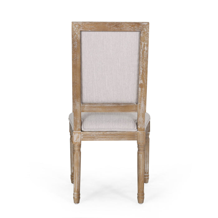 French Country Style Dining Chair With Upholstered Seating And Fluted Legs