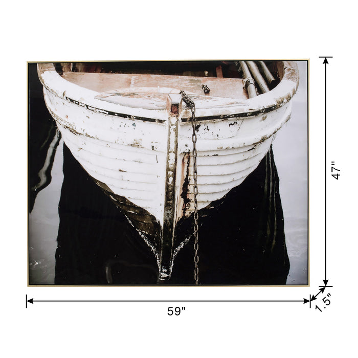 Large And Rectangular Wall Art With Frame, Wall Decor For Living Room - White / Blue