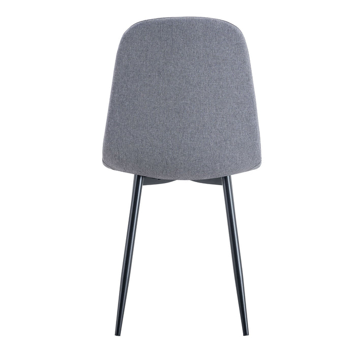 Luxury Simple Chair Linen Cotton High Resilience Dining Chair With Black Metal Legs (Set of 4) - Light Gray