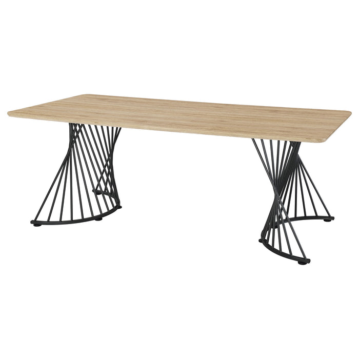 Galahan - Rectangular Dining Table With Twisted Pedestal Base - Oak
