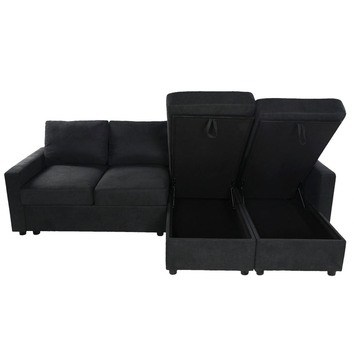 Convertible Sectional Sofa With Storage Chaise Lounges And USB Ports