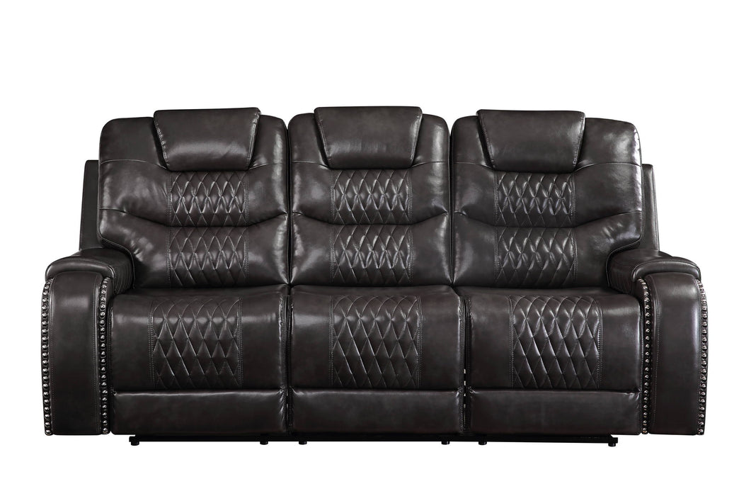 Braylon - Magnetite Synthetic Leather Manual Recliner Sofa - Brown