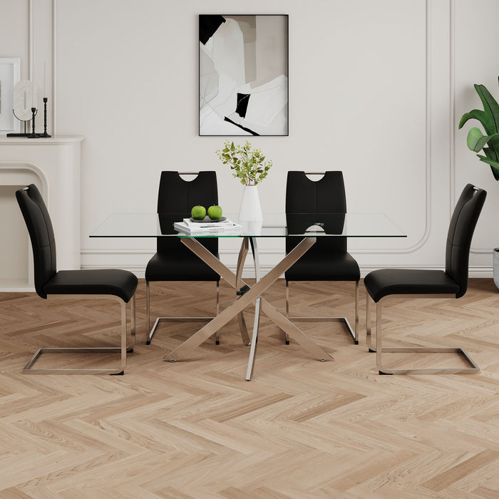 Modern Dining Chairs With Padded Seat And Metal Legs