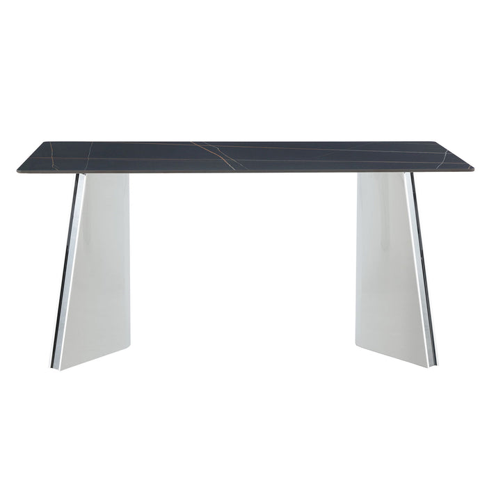 Modern Marble Patterned Dining Table With Stainless Steel Butterfly Legs