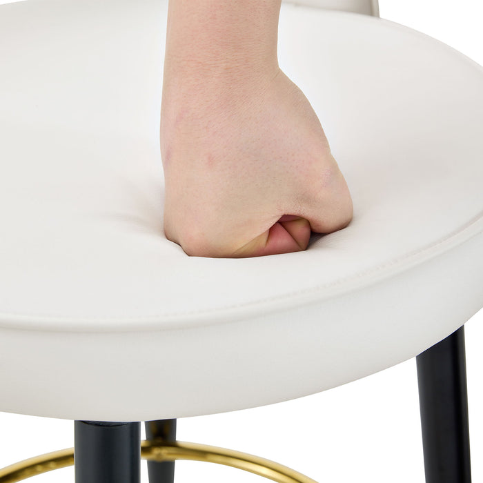 Upholstered Rotatable Bar Chair With Metal Legs For Dining Room