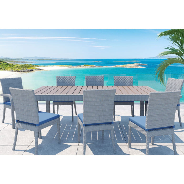 Balcones 9 Piece Outdoor Dining Table Set With 8 Dining Chairs, Gray / Navy