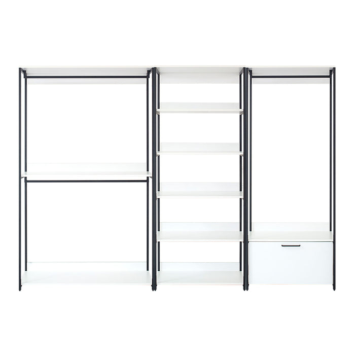 Fiona - Freestanding Walk In Wood Closet System With Metal Frame Melamine - White