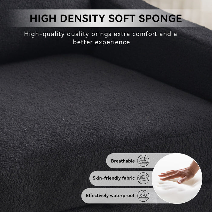 Linen Fabric 360° Swivel Accent Chair With Upholstered Back Pillow And Rivet Armrest