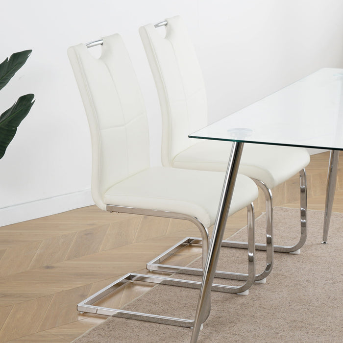 Modern Dining Chairs With Padded Seat And Metal Legs