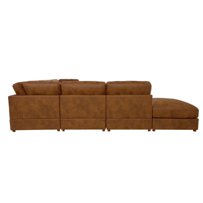 Modular Upholstered Sectional, Medium Firm Seat Cushion, Custom Configuration - Brown