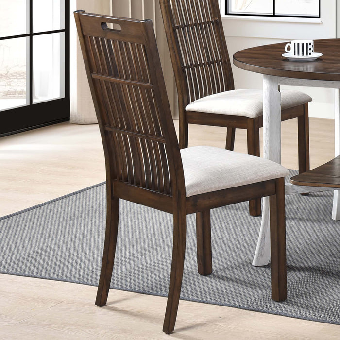 2 Pieces Set Dining Side Chair Rustic Modern Farmhouse Design Retro Design Easy To Assembly - Antique Dark Oak