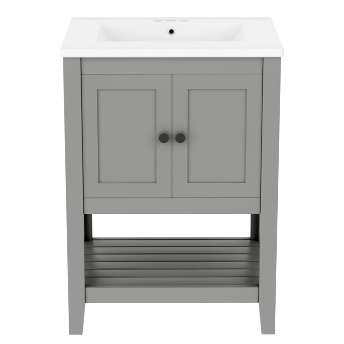 Modern Bathroom Vanity With Sink And Open Shelf