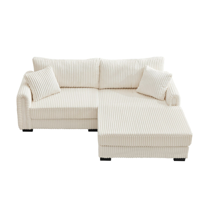 2 Seater L Shaped Chaise Sofa With Reversible Cushion, USB - C Charging Port, Storage Pocket, Convertible Left / Right Design