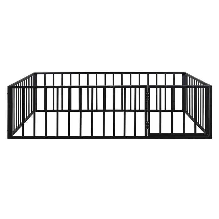 Metal Floor Bed Frame With Fence And Door