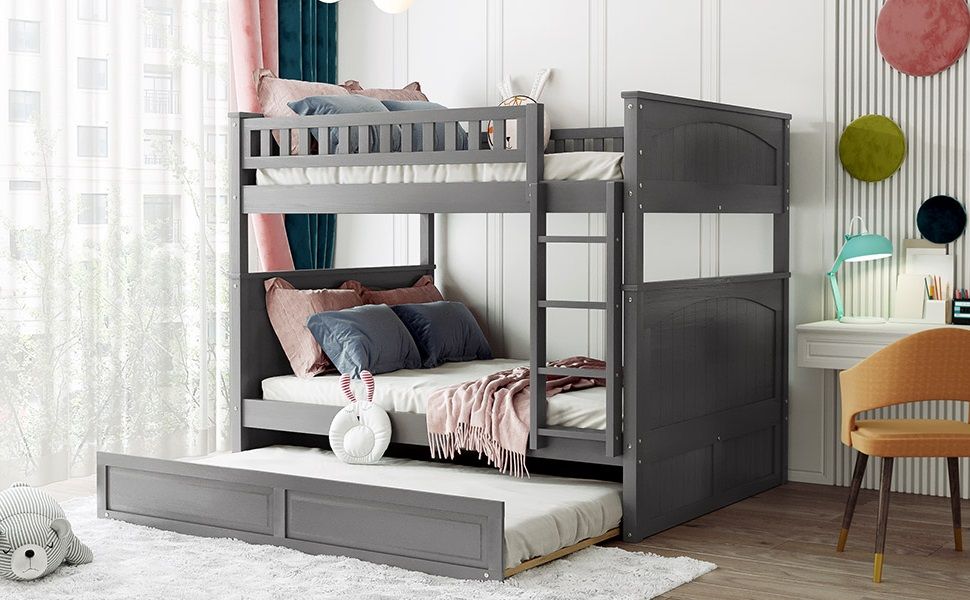 Bunk Bed With Twin Size Trundle, Guardrails