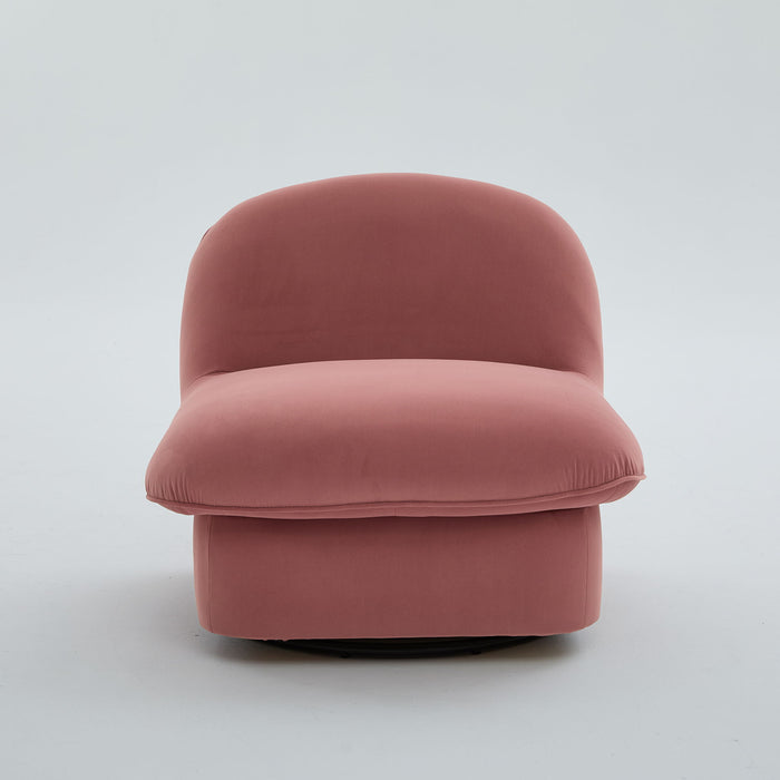 Pumpkin Shaped Swivel Accent Chair, 360 Degree Rotation For Living Room
