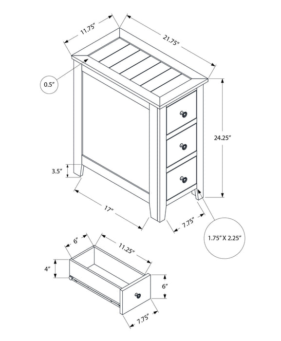 Accent End Table, Storage Drawer, Transitional Design
