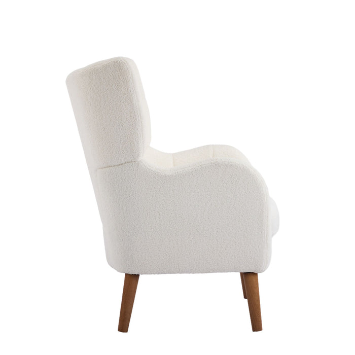 Accent Chair With Birch Wood Legs - White